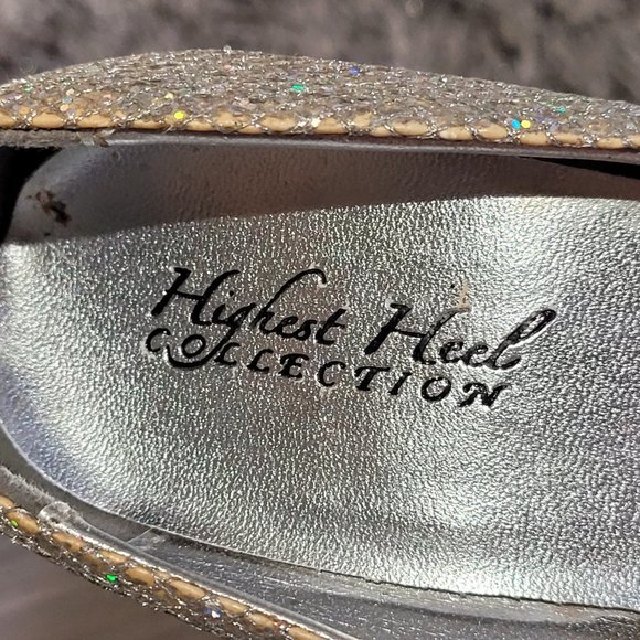 Silver Sparkle Glitter Stiletto Heels Pump Sz 7 - Picture 4 of 6